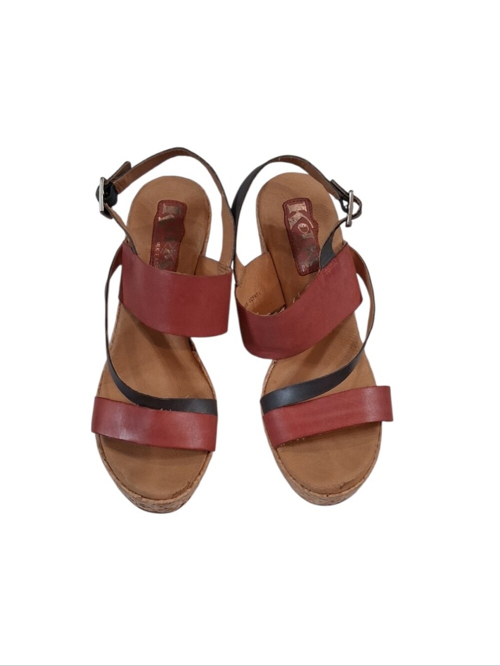 Korks By Kork-Ease Jessie Women’s Pink/Red and Blue Strappy Wedge Sandals Size 8